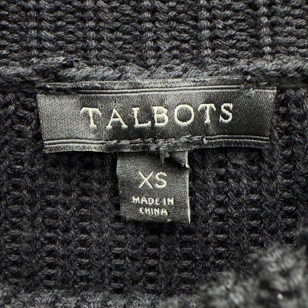 Talbots Black Cowl Neck‎ Ribbed Chevron Knit Sweater Women's Size XS - Picture 6 of 10
